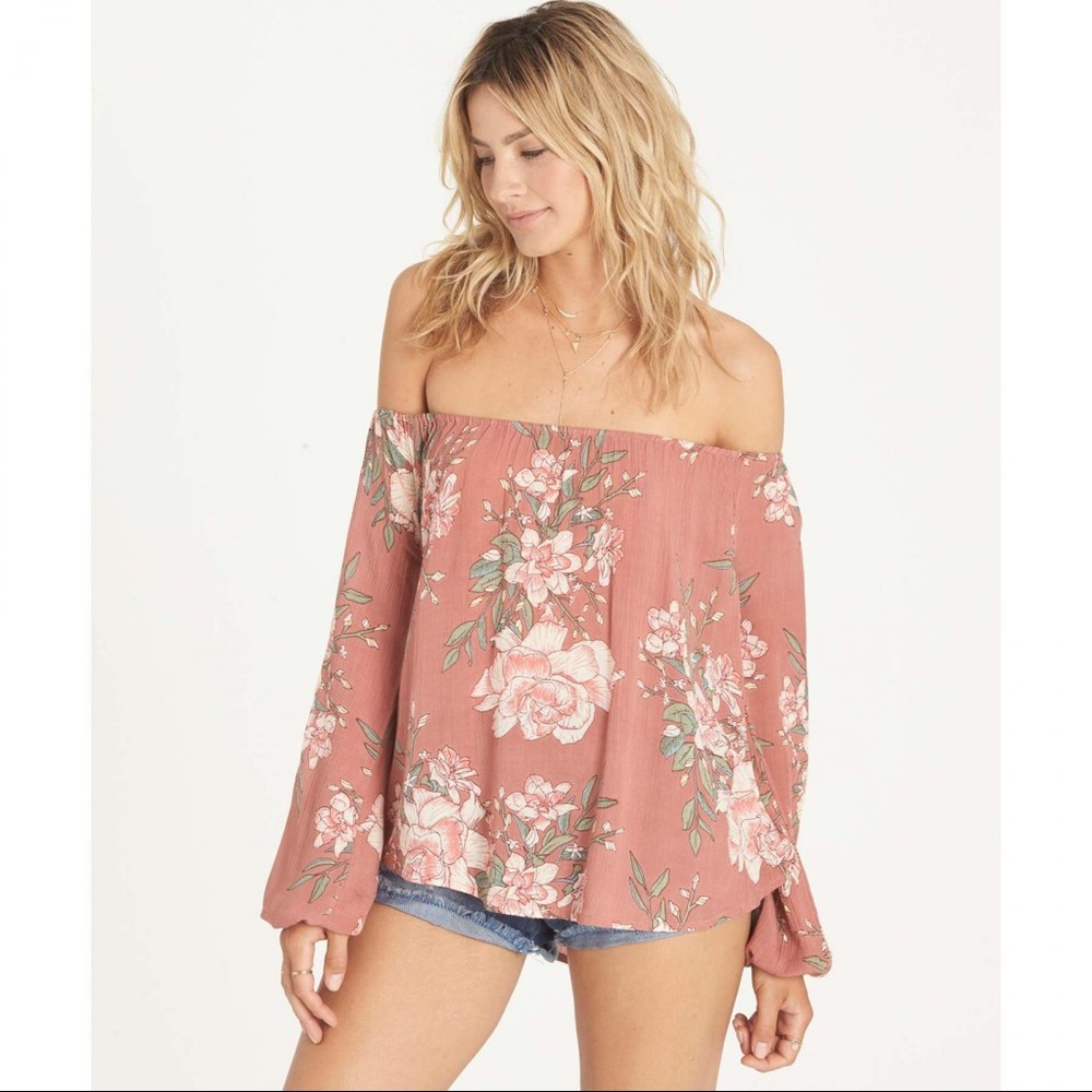 Billabong floral boho off shoulder top Small